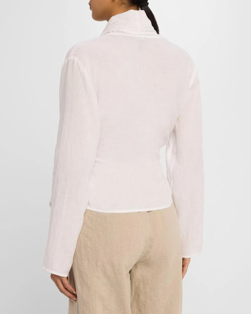 Eileen Fisher Shawl-Collar Lightweight Organic Linen Jacket 3