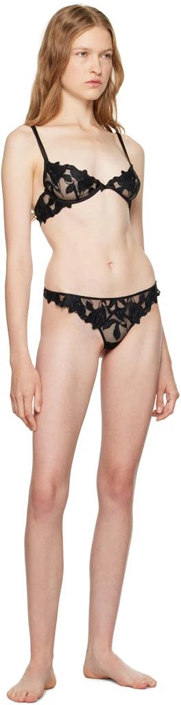 Fleur du Mal Black Lily Embroidery Plunge Demi Bra 4