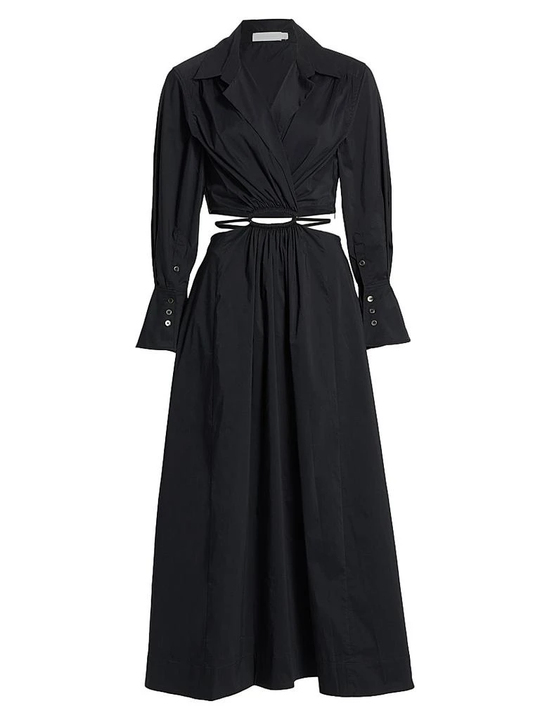 Jonathan Simkhai Alex Pleated Poplin Cut-Out Maxi Shirtdress 1