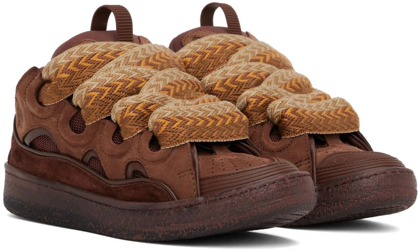 Lanvin Brown Leather Curb Sneakers 4