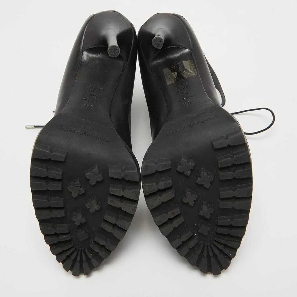 Alexander McQueen Alexander McQueen Black Leather Lace Up Platform Ankle Boots Size 40 6
