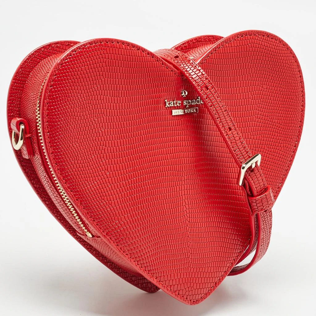 Kate Spade Kate Spade Red Lizard Embossed Leather New York Heart Crossbody Bag 3