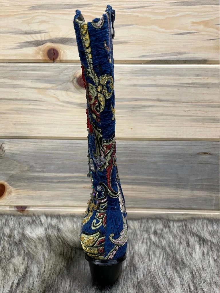 Helen's Heart Crystal Embellished Boot In Blue 3