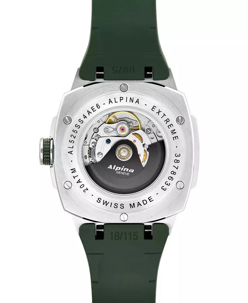 Alpina Men's Swiss Automatic Alpiner Green Rubber Strap Watch 41mm 3