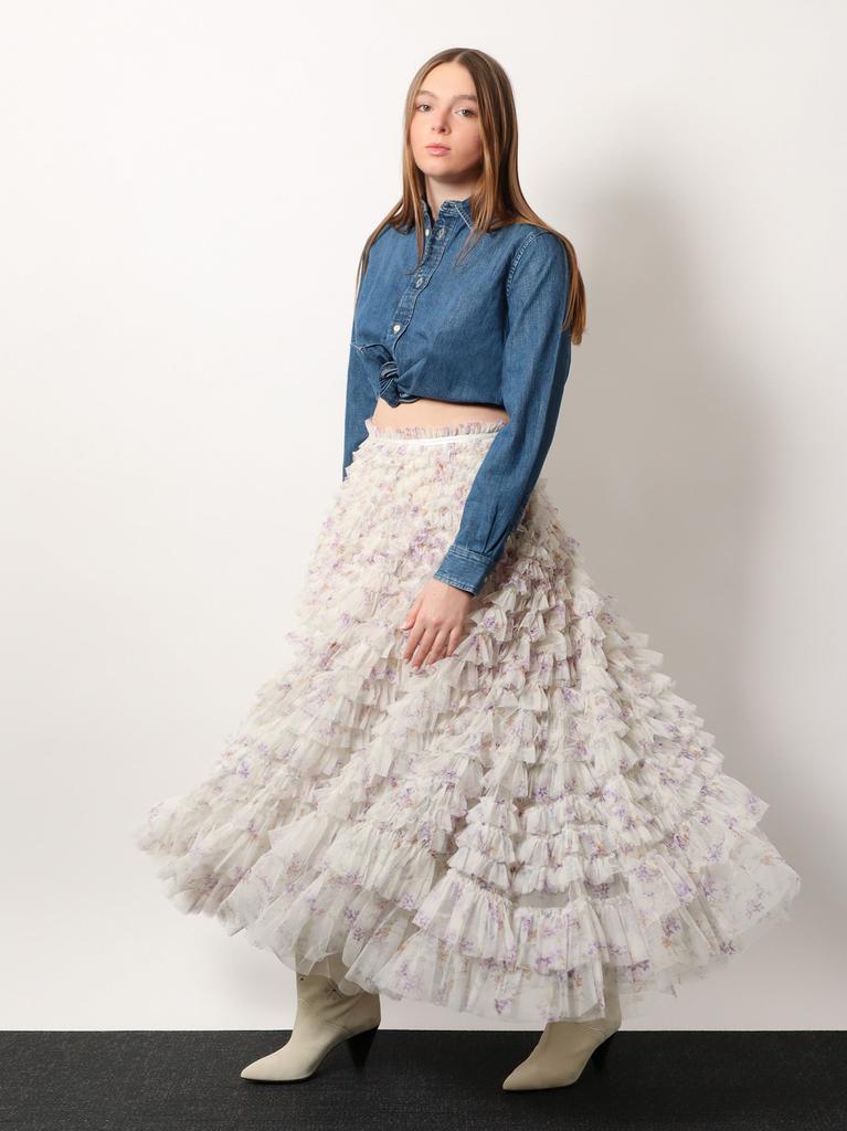 Needle & Thread Ruffled tulle long skirt