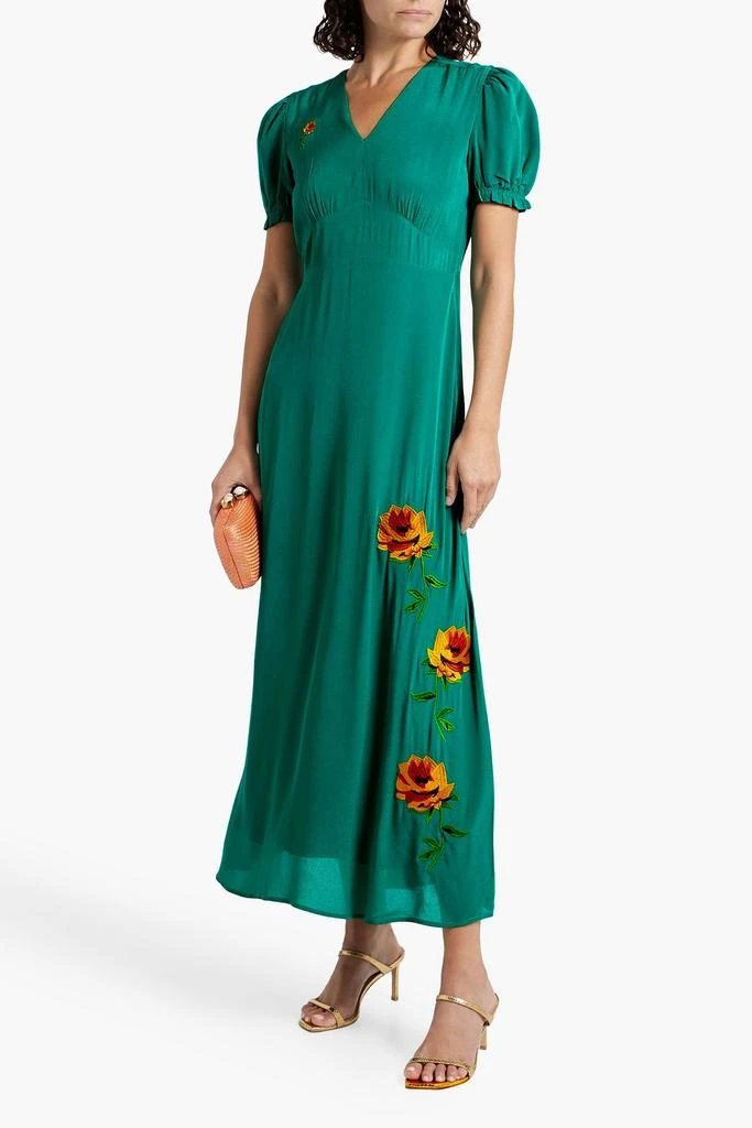 HVN Paula floral-appliquéd chiffon maxi dress 2