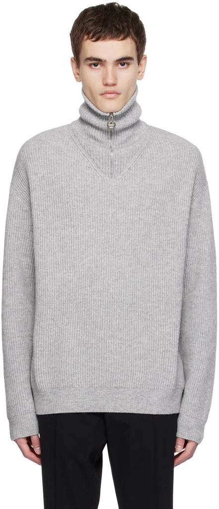 Solid Homme Gray Half-Zip Sweater 1