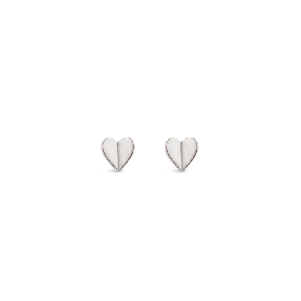 Dinny Hall Silver bijou folded heart studs 2