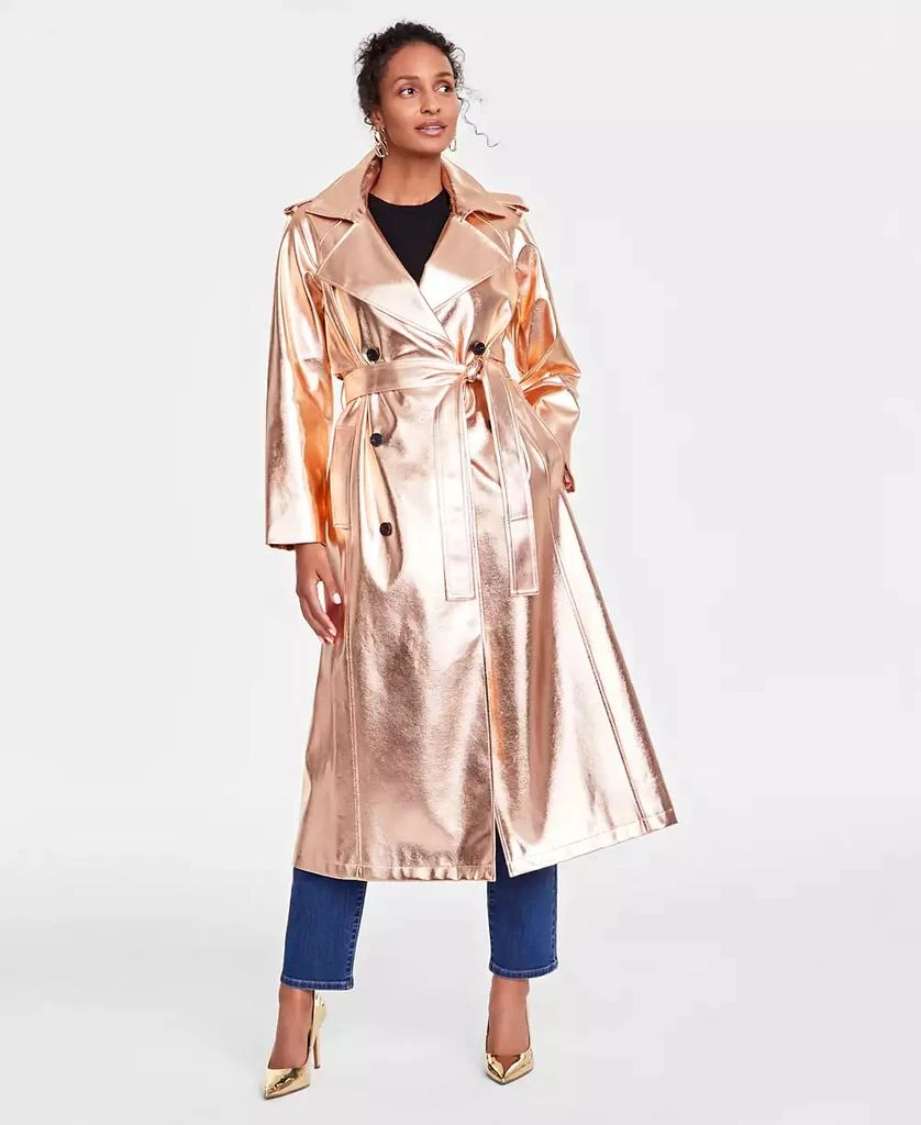 INC International Women's Metallic Trench Coat, Created for Macy's 1