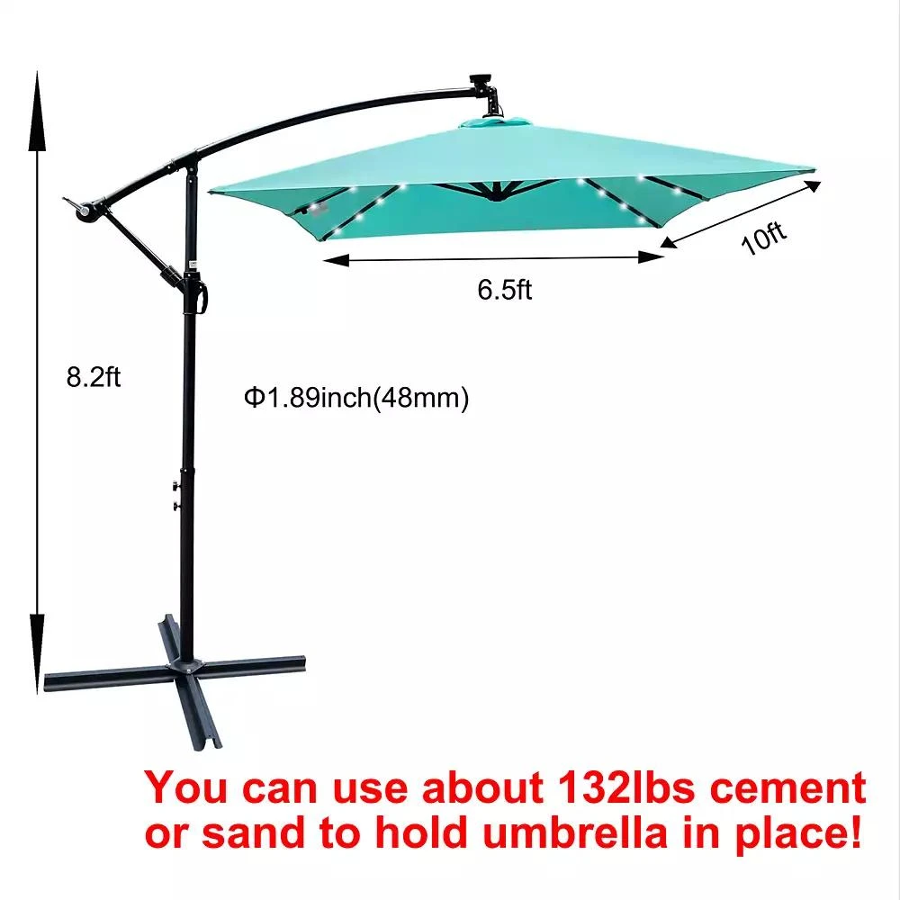 Streamdale Furniture Solar Powered LED Patio Umbrella, 8 Ribs, Crank and Cross Base 7