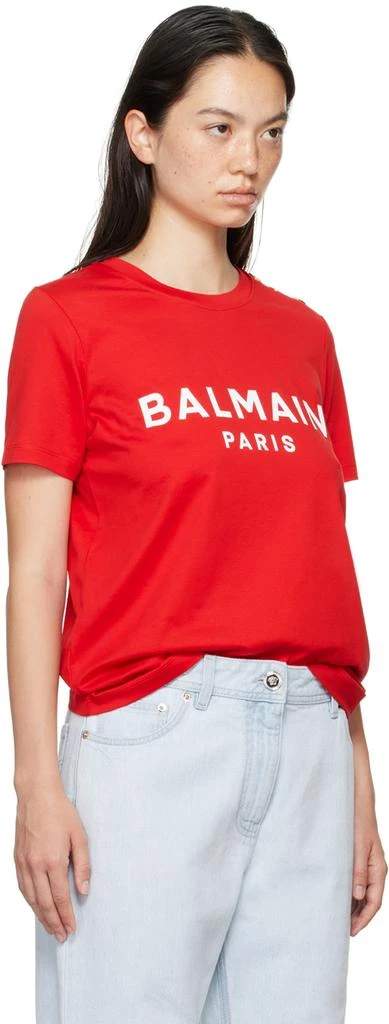 Balmain Red 'Balmain Paris' T-shirt 2
