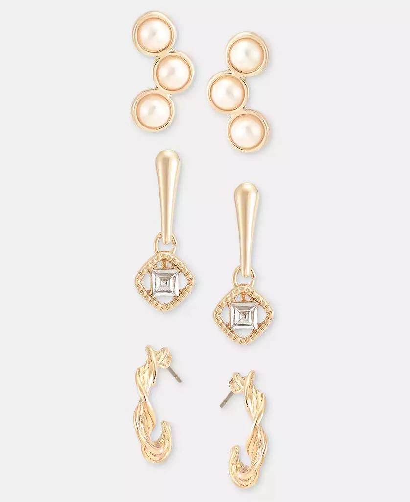 Anne Klein 3-Pc. Set Crystal
Imitation Pearl Earrings
