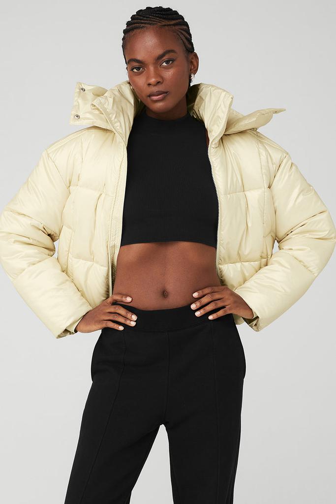 Alo Pearlized Pristine Puffer - Black/Green Glow