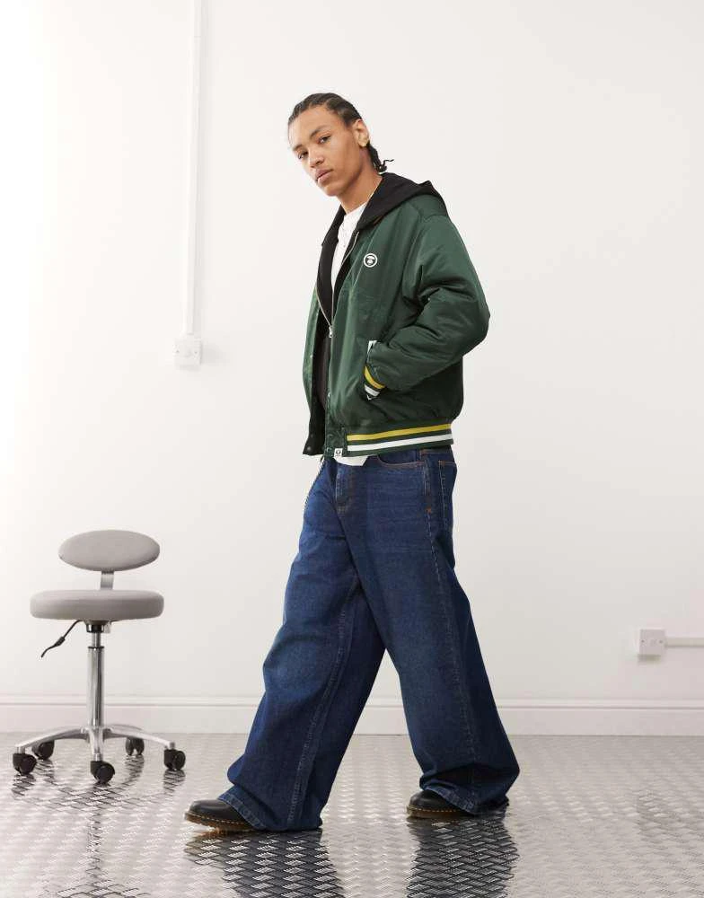 AAPE Aape By A Bathing Ape logo college varsity jacket in green 2