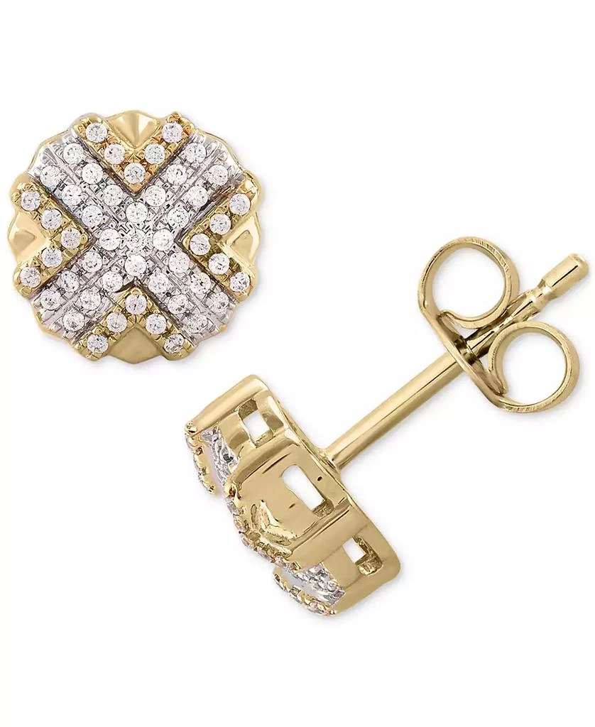 Macy's Men's Diamond X Cluster Stud Earrings (1/4 ct. t.w.) in 10k Gold 1