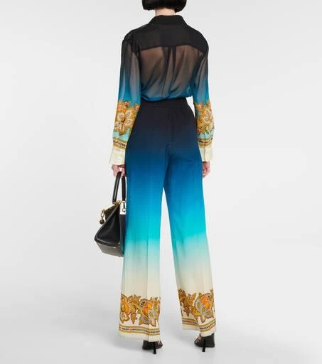 ETRO Ombré printed silk wide-leg pants 3
