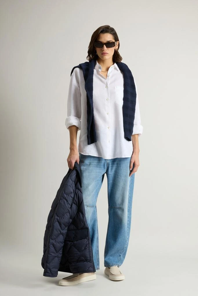 Woolrich Garment-Dyed Pure Linen Shirt - Women - White 2