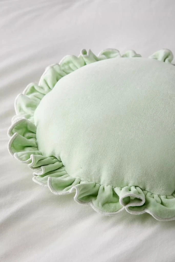 Urban Outfitters Ruffle Round Velvet Throw Pillow 3