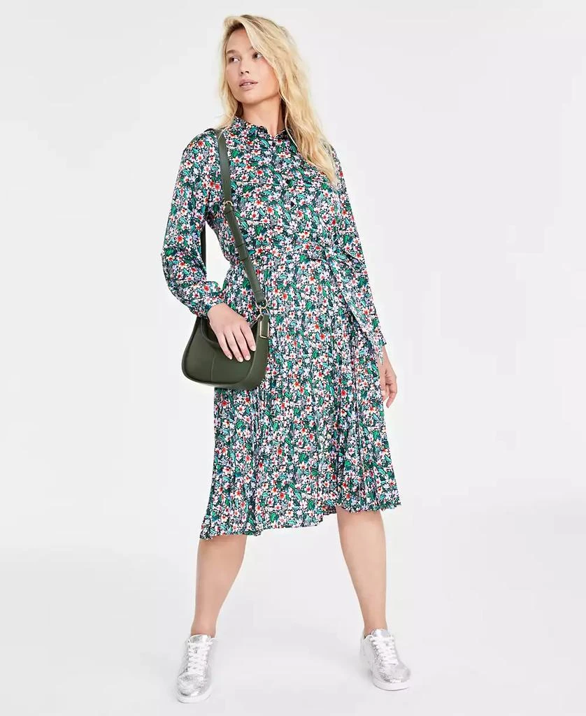 On 34th Women's Long-Sleeve Pleated Shirtdress, Created for Macy's 2
