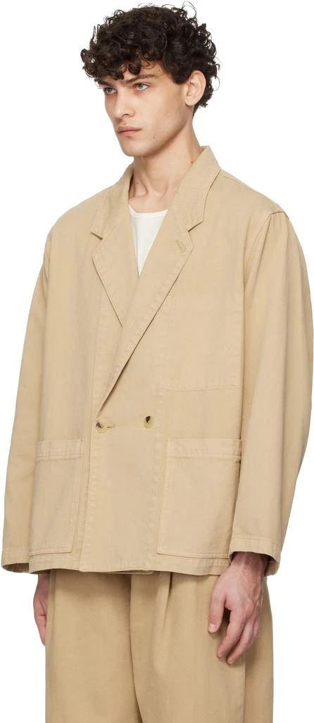LE17SEPTEMBRE Tan Over-Dyeing Double-Breasted Denim Blazer 4