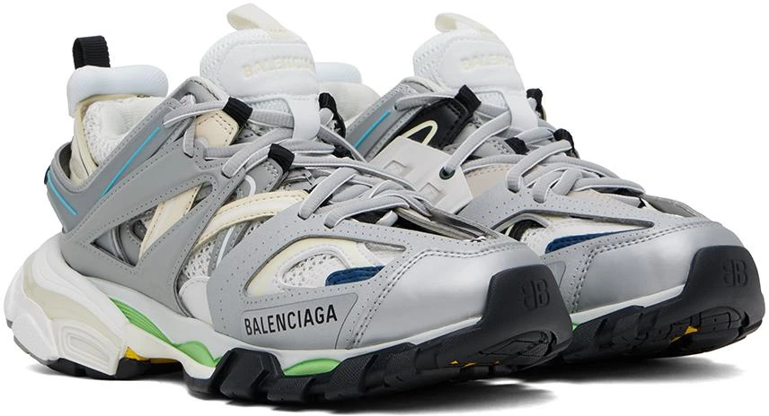 Balenciaga Silver & White Track Sneakers 4
