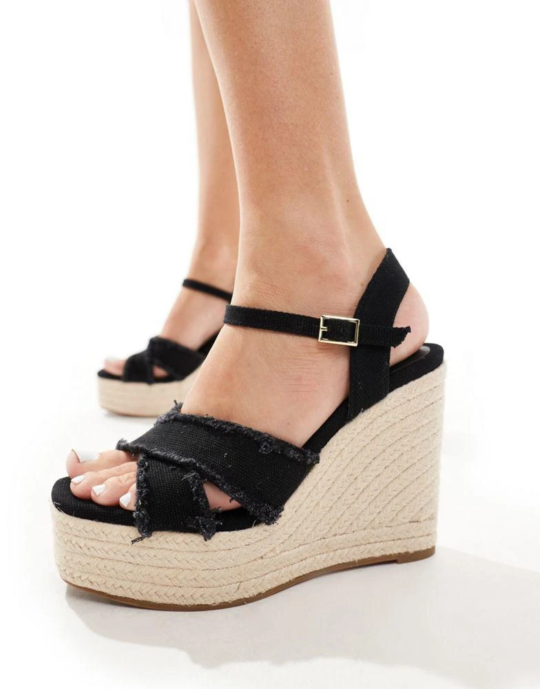 Stradivarius open wedge espadrille in black – On Sale Now with Up