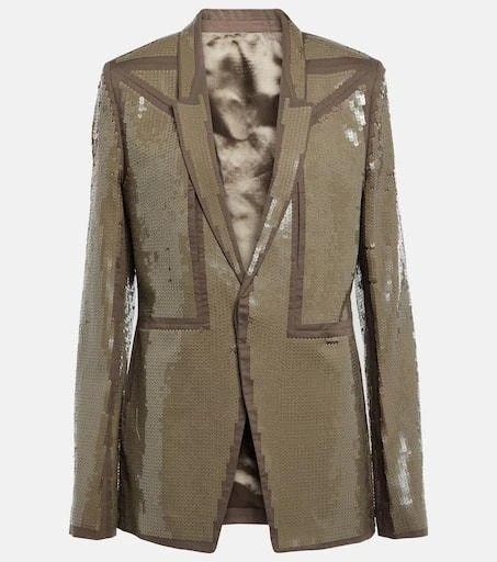 Rick Owens Sequined single-breasted cotton blazer 1