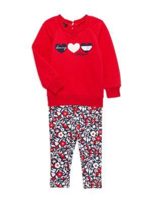 Tommy Hilfiger Little Girl’s 2-Piece Sweatshirt & Floral Leggings Set 1