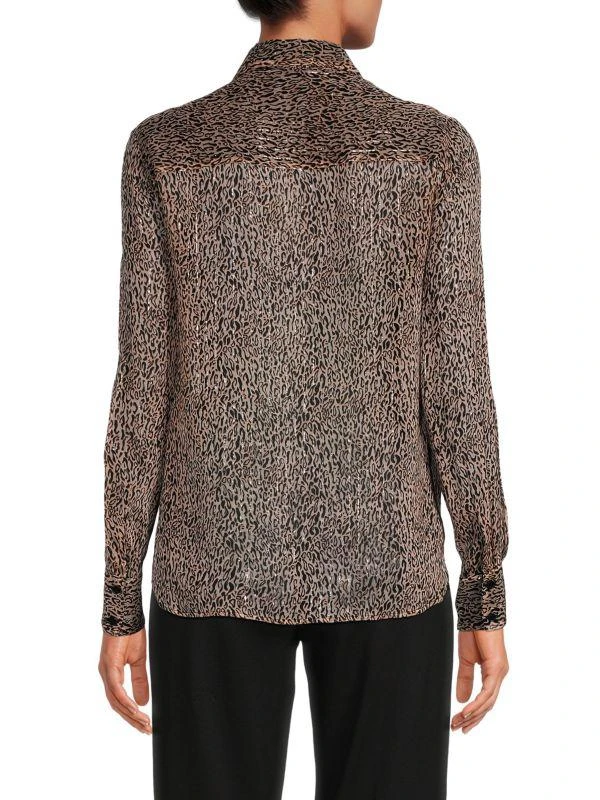 PINKO Leopard-Print Metallic Button Down Shirt 2