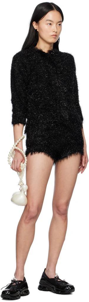 Simone Rocha Black Tinsel Knit Shorts 4