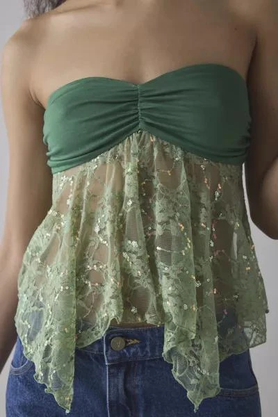 Kimchi Blue Kimchi Blue Sophie Sequin Lace Hanky Hem Tube Top 2