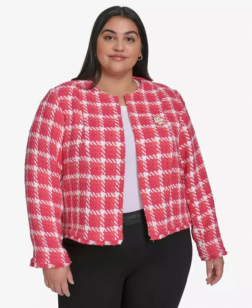 Karl Lagerfeld Paris Plus Size Open Tweed Short Jacket, Exclusively at Macy's 1