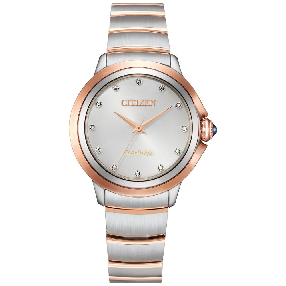 Citizen Eco-Drive Women's Ceci Diamond Accent Two-Tone Stainless Steel Bracelet Watch 32mm