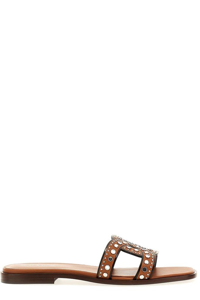 ＊TOD'S＊Laser-cut leather slides Tod's Black Leather Bow Slide Sandals Size 36.5 | eBay