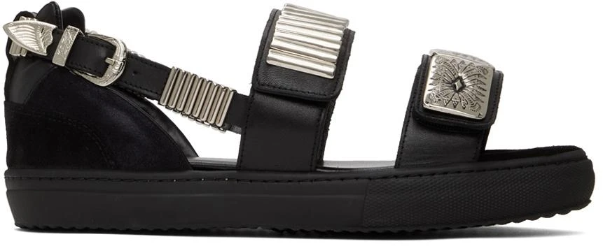 Toga Pulla Black Buckles Flat Sandals 1