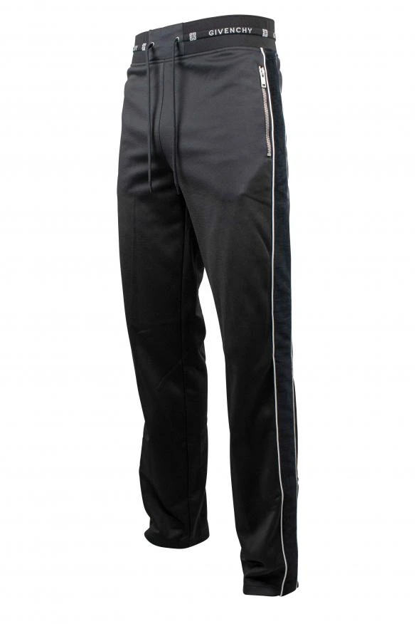 Givenchy Men's luxury jogging suit black givenchy jogging suit with velvet band and white line 2