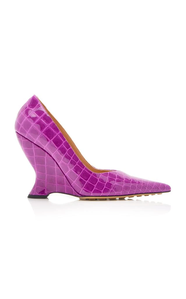 Bottega Veneta Bottega Veneta Croc-Embossed Leather Wedge Pumps - Moda Operandi 1