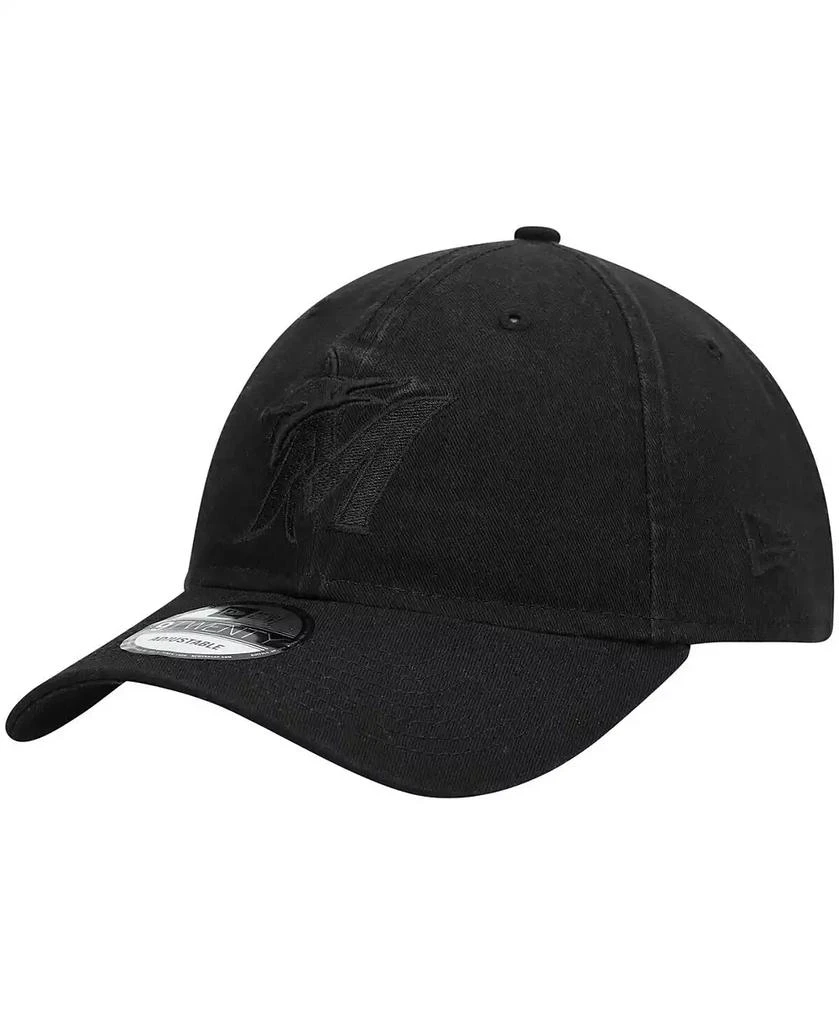 New Era Men's Miami Marlins Black On Black Core Classic 9Twenty Adjustable Hat 1
