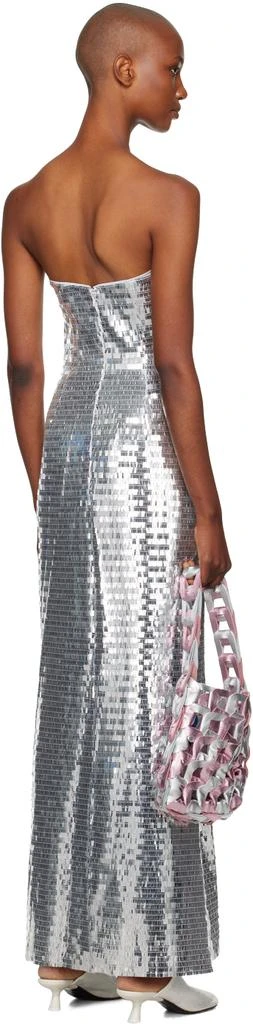 SIMONMILLER Silver Sculpty Strapless Sequin Maxi Dress 3