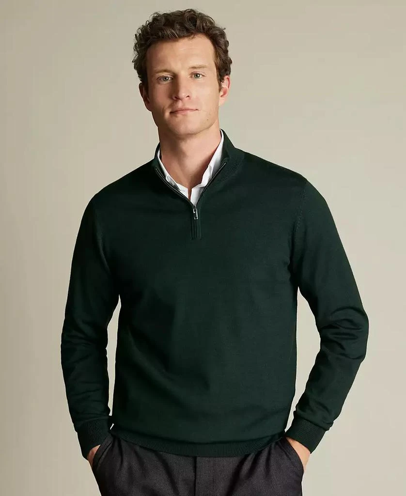 Charles Tyrwhitt Men's Long Sleeve Quarter-Zip Merino Wool Sweater 20