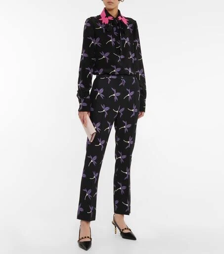 Valentino Floral wool-blend straight pants 2