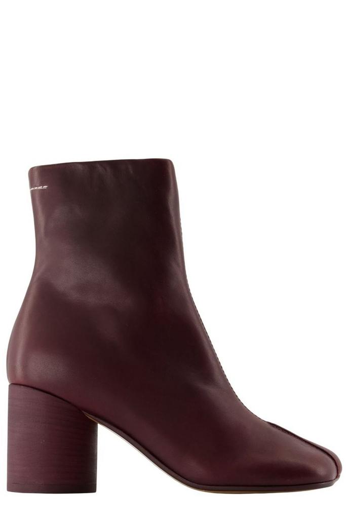 【MM6】Stitch-Out Leather Flat Ankle Boots MM6 Maison Margiela stitch-out Leather Ankle Boots | Black