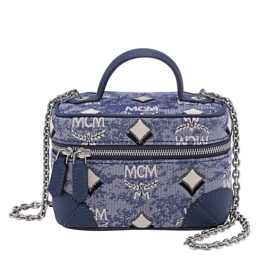 MCM Ladies X-Mini Blue Rockstar Vanity Case in Vintage Jacquard Monogram 1