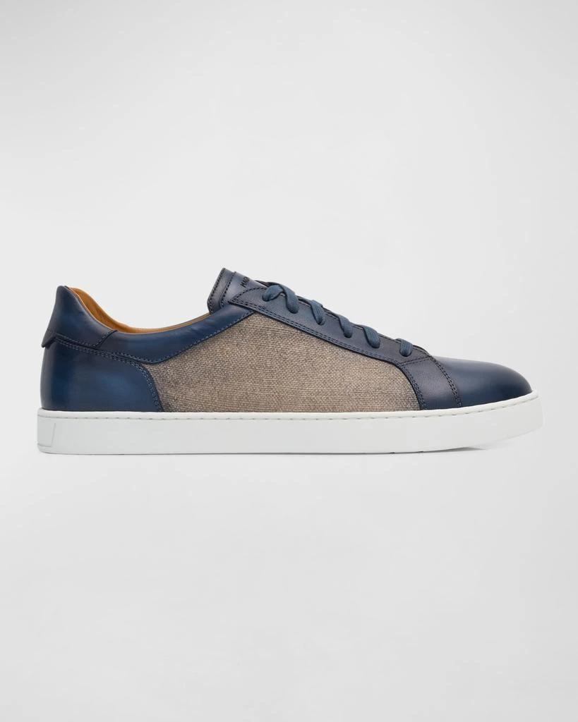 Magnanni Men's Wyland Linen and Leather Low-Top Sneakers 1
