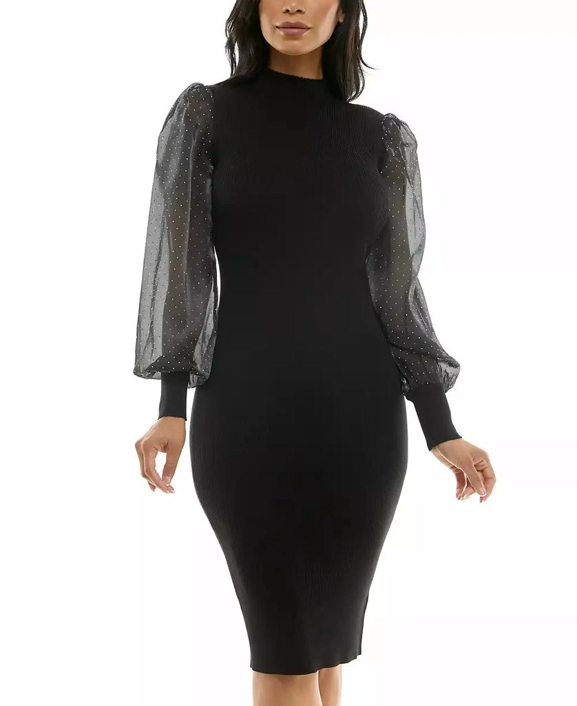 Dylan Ryan Juniors' Studded Organza-Sleeve Midi Dress 3