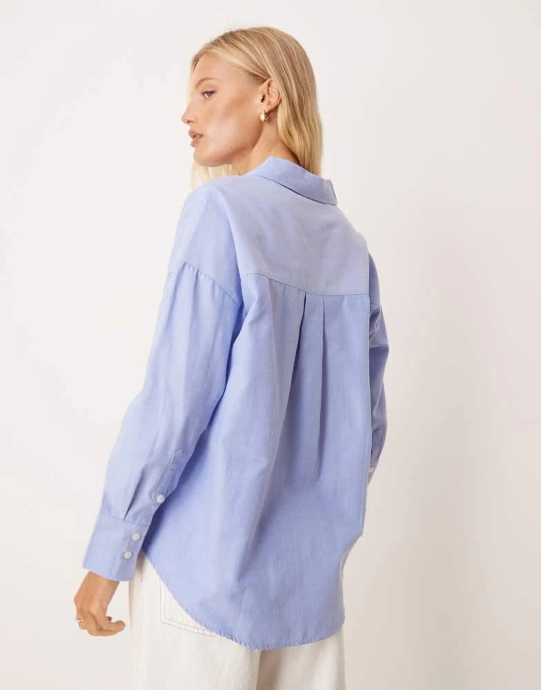 Brave Soul Brave Soul Cotton blend relaxed long sleeve shirt in blue 4