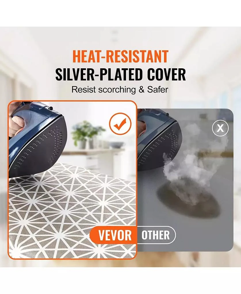 Ecooso Ironing Board with Large Surface, 4-Layer Thick Design, Heat-Resistant Cotton Cover, 7 Adjustable Heights for Home Laundry 6