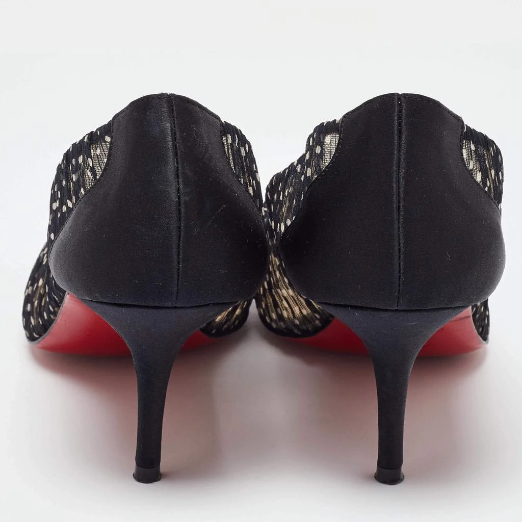 Christian Louboutin Christian Louboutin Black/White Polka Dot Chiffon and Satin Peep Toe Pumps Size 38.5 5