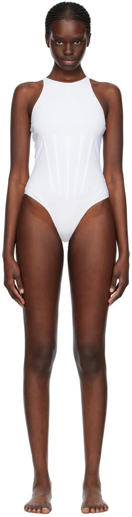 Mugler White Bonded Swimsuit 1
