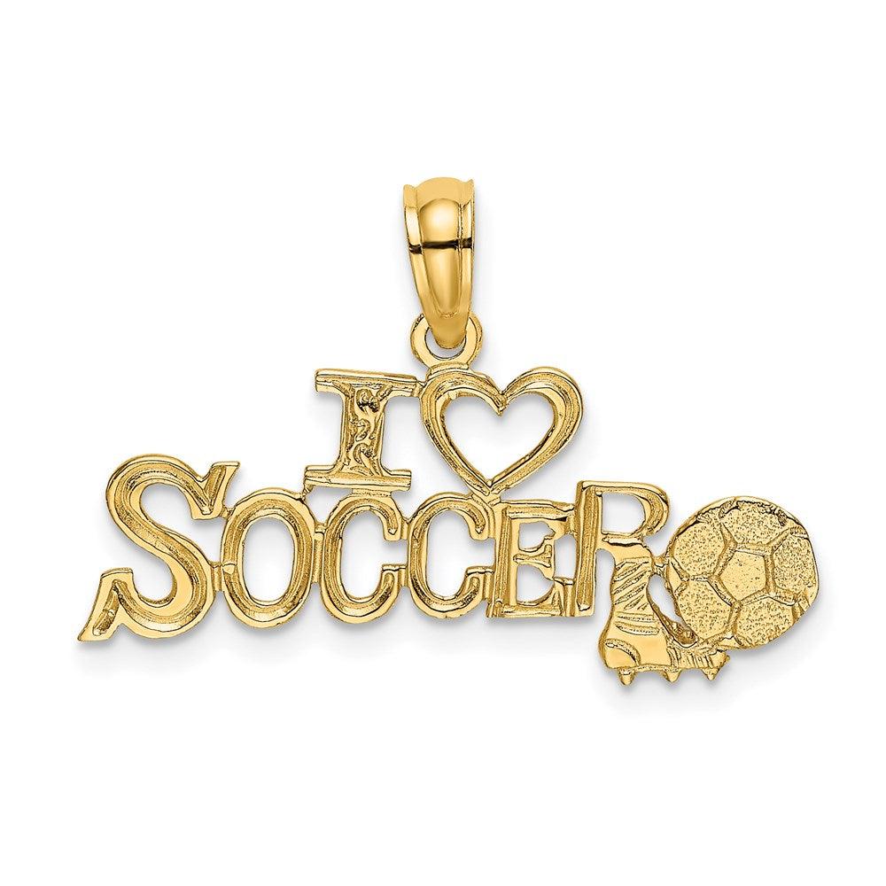 Diamond2Deal 14k Yellow Gold I HEART SOCCER with Ball Charm Pendant